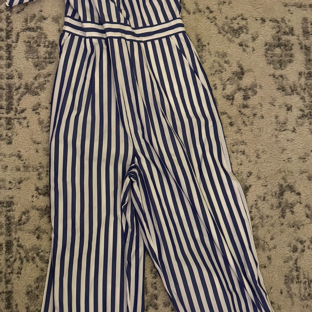 J. Crew Navy and White Halter Jumpsuit - Picture 2 of 15